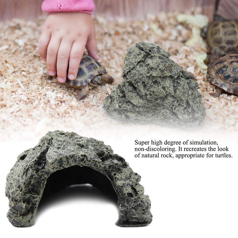 DEWIN Reptile Hideout Cave,Resin Rock Hides Habitat Decor Fish Tank Decorations Shelter Tortoise Basking Terrace Pet Terrarium Nest Decoration for Gecko,Spiders,Frogs,Fish,Turtles and Hermit Crabs - Image 3